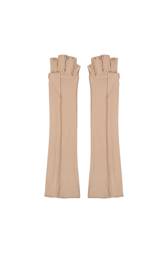Long Compression Gloves Fingerless Gloves Finger Protector for Adults Non Slip Yellow