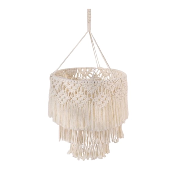 EHJRE Macrame Lamp Shade Lampshade Boho Nordic Handmade Cotton Rope Hanging Light Cover Pendant Light Shade for Nursery Office Dorm , Style B