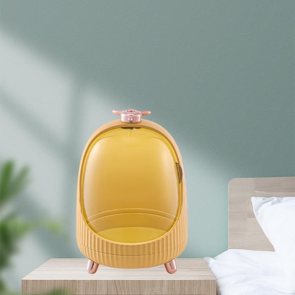 EHJRE Make up Container Dustproof LED Light Transparent Cover Non-Slip Cosmetic Case Storage Box Organizer for Bedrooms Dressing Tables Beauty Desktop - yellow