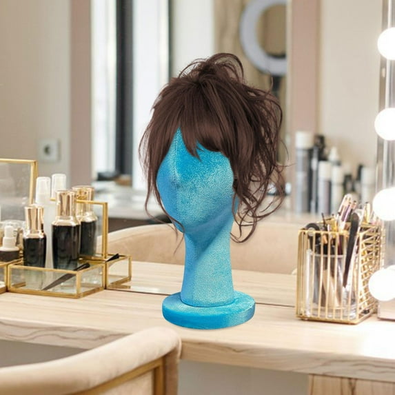 EHJRE Mannequin Head Home Velvet Hat Display Stand for Glasses Hairpiece Headphone Blue