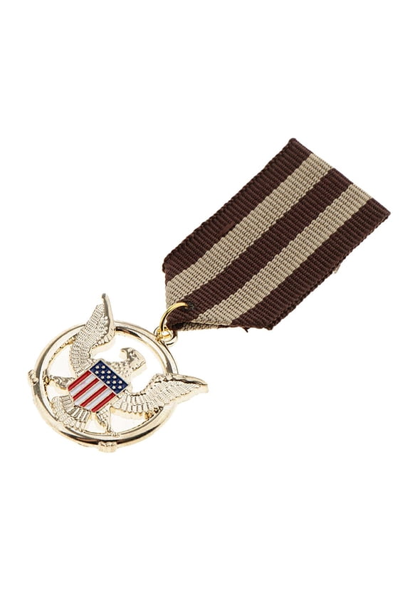 Medal Soaring Eagle Brooch Pin Striped Multi-Color