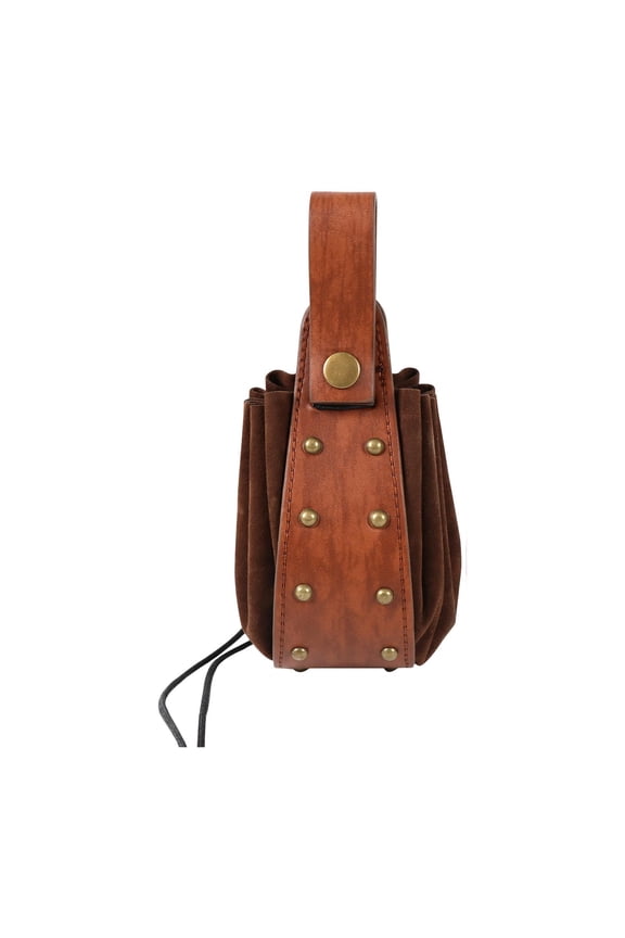 Medieval Belt Pouch Drawstring Bag Makeup Party Holiday Fanny Pack Waist Bag Brown