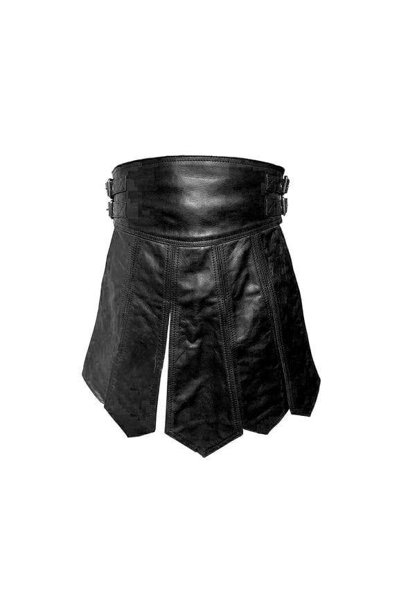 Men Cosplay Kilt Cosplay Roman Kilt Gift PU Leather Adjustable Cosplay Skirt for Black