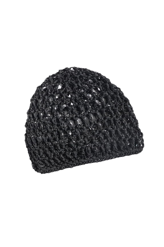 Mesh Crochet Hair Net Curls Hair Wrap Lightweight Soft Elastic Crocheted Cap Black