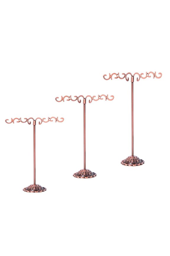 Metal Earring Display T Stand with Vintage and Elegant Design, Copper-Balance