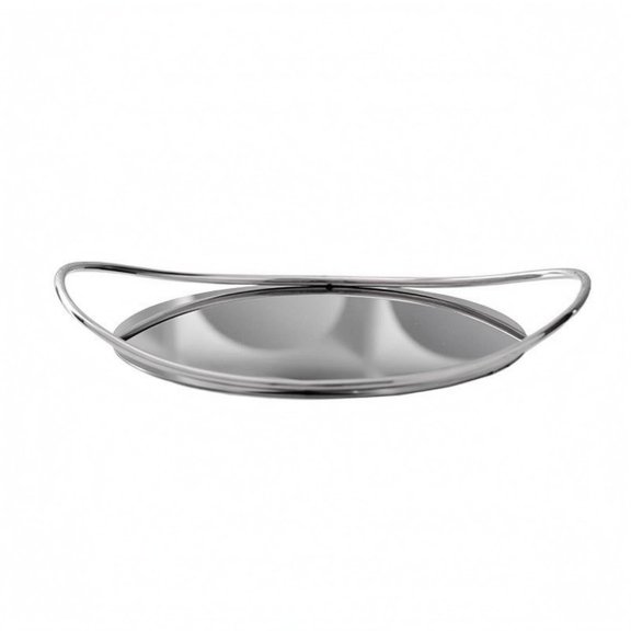 EHJRE Metal Serving Tray Low-Extend Home Decor Item Flat Platform Ss Round Tray W Arc