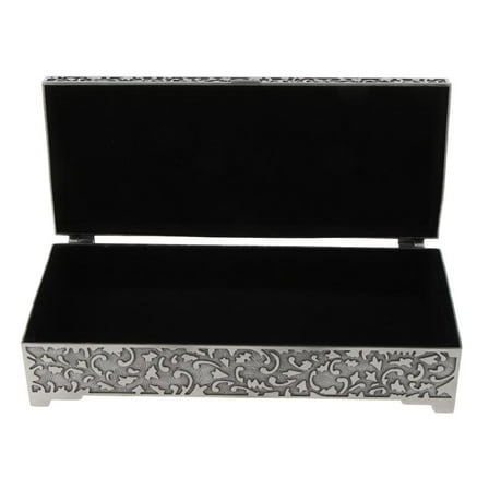 EHJRE Metal Vintage Flower Carved Jewelry Box Trinket Case Jewellery Storage L L