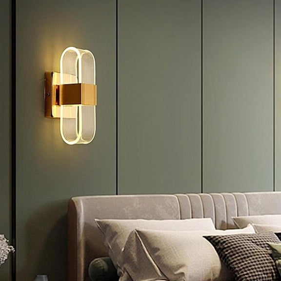 EHJRE Modern LED Wall Sconces Gold Acrylic Bathroom Wall Lamp Creative Reading Light Stairway Basement Cafes Fixtures for Bedroom Indoor Doorway - Lines Gold Stripe Lines