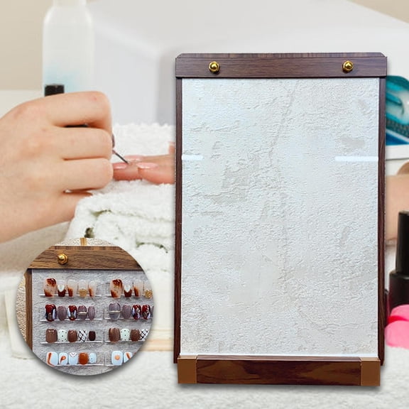 EHJRE Nail Art Display Board Wooden Stand Nail Color Display Manicure Tool Professional Polish Holder Portable Sample Organizer Suitable for gift giving home decoration nail salons nail schools L
