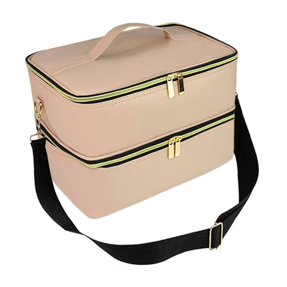 EHJRE Nail Polish Organizer Case,Carrying Case,Double Layer Large Nail Polish Organizer Bag,Nail Organizers for Home,Travel ,Ladies pink