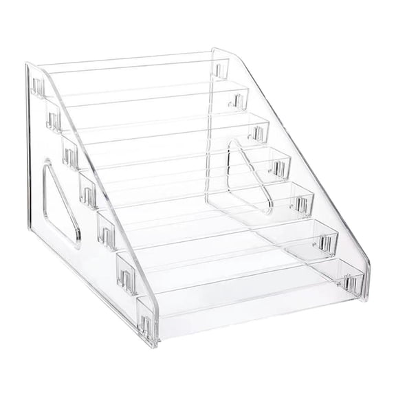 EHJRE Nail Polish Organizer Display Rack Perfume Shelf Lipstick Holder Cosmetic Stand pp Material Clear Ladder Design Suitable for Salon Bathroom Countertop 7 Tiers