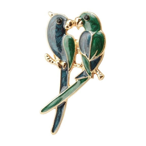 EHJRE New Mixed Crystal Rhinestone Brooch Pin Women Men Jewelry Gifts - Two Parrot