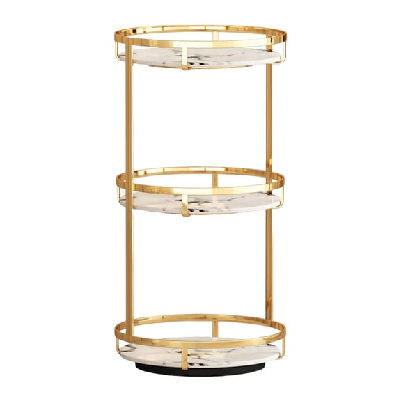EHJRE Nordic Makeup Organizer, Large Capacity 360 Degree Rotating Storage Box Cosmetic Storage Display Case Three Layers for Perfume Bathroom Home