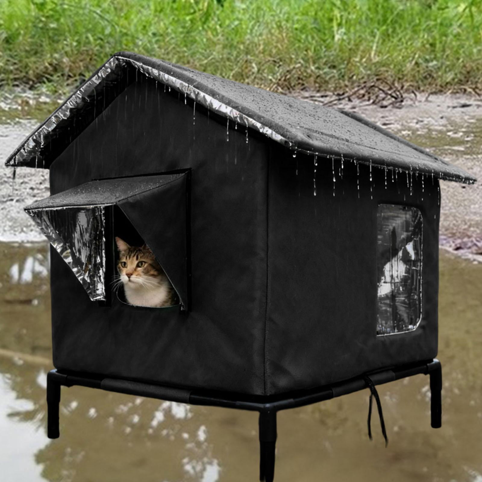 EHJRE Outdoor Cat House Feral Shelter Insulated Waterproof Tent Windproof Portable Kitty Enclosure with Oxford Cloth And Aluminum Foil for Community Porch G L