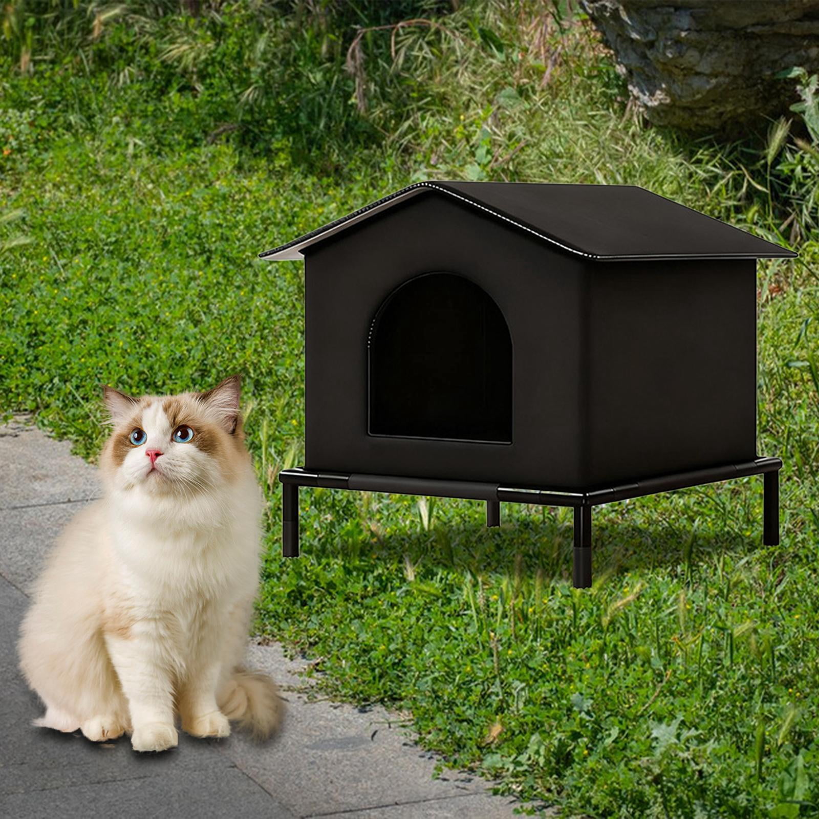 EHJRE Outdoor Cat House Feral Shelter Kitty Tent Windproof Weatherproof Portable Insulated Enclosure Pet House for Stray Cats Suitable for Porch Garden Barn Community M