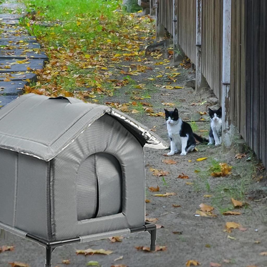 EHJRE Outdoor Cat House Insulated Shelter Waterproof Portable Pet Tent Windproof Enclosure Suitable for Stray Cats Community Barn Porch Garage Garden L