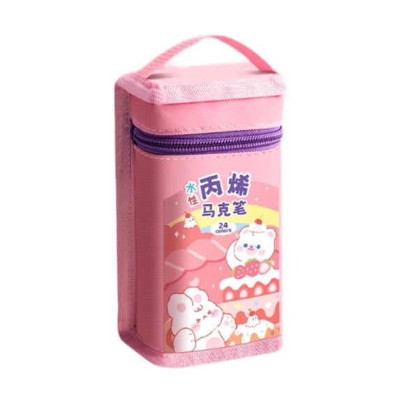 EHJRE Paint Markers Acrylic Paint Pens Washable Multicolor Decorative with Carry Pouch 24 Color and Pink