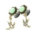 thumbnail image 1 of EHJRE Pair Vintage Sparrow Dangle Ear Tunnels Expander Gauges Piercing Blue 10mm, 1 of 7