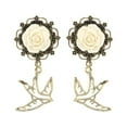 thumbnail image 1 of EHJRE Pair Vintage Sparrow Dangle Ear Tunnels Expander Gauges Piercing White 16mm, 1 of 8