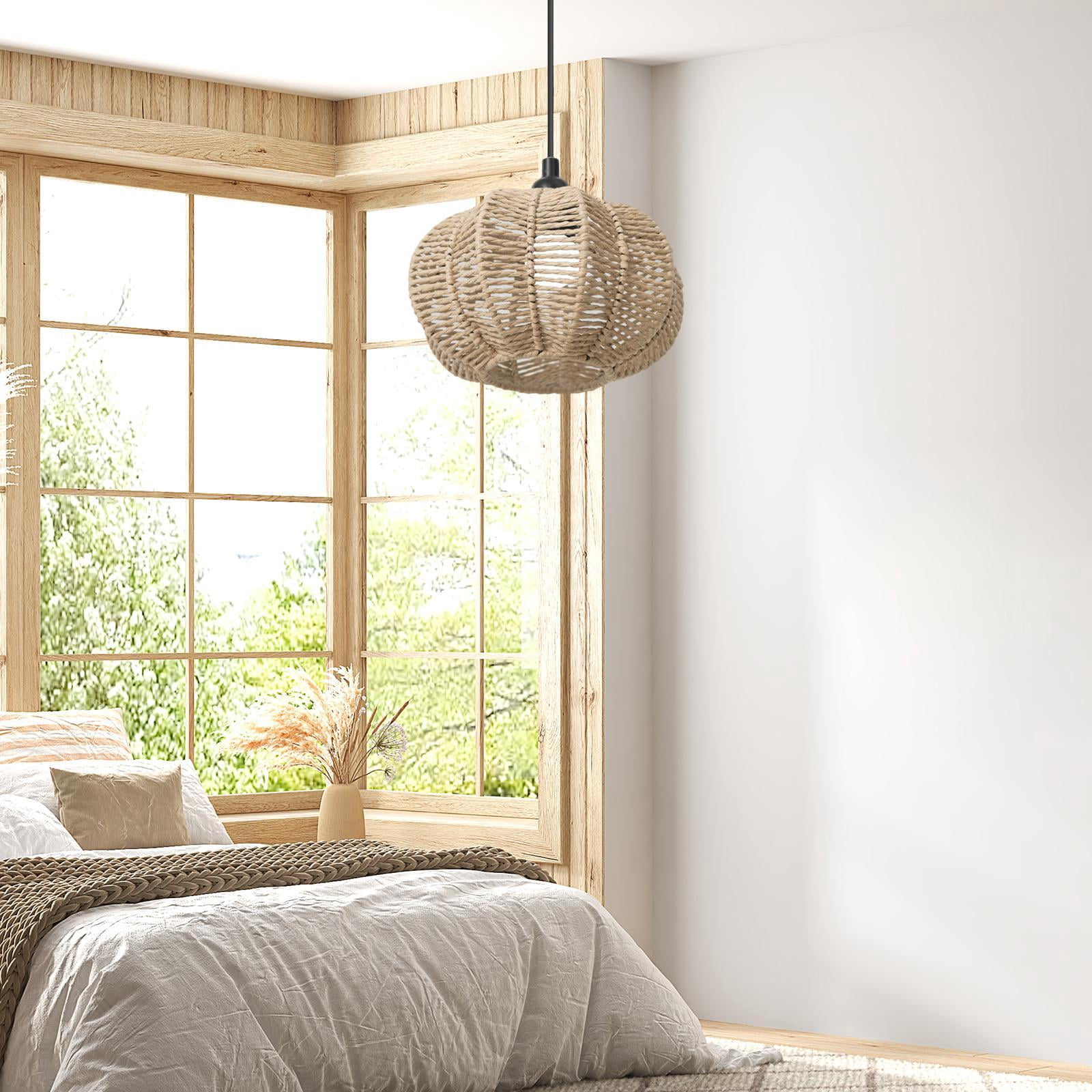 EHJRE Paper Rope Lamp Shade Boho Lampshade Rustic Decor Woven Lamp ...