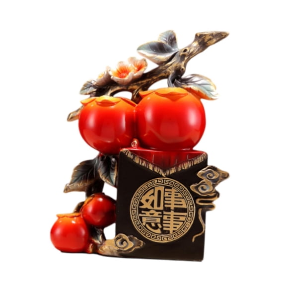 EHJRE Persimmon Resin Statue Blessing Ornament for Festival Farmhouse Housewarming