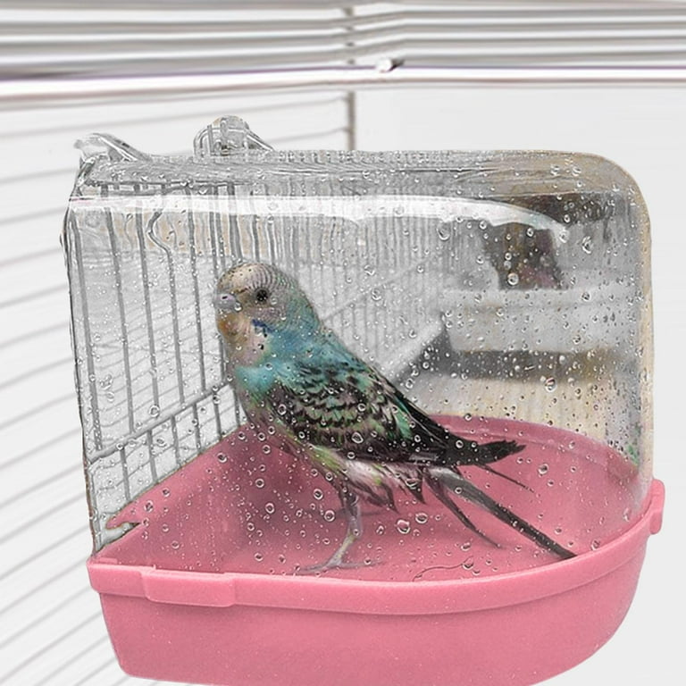 EHJRE Pet Bird Caged Bath Box Parrot Water Shower Cage Clear Small
