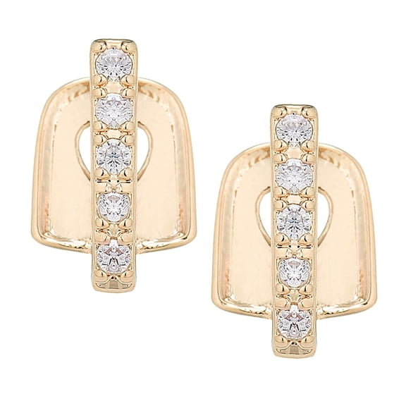 EHJRE Plated Fang Bottom Rhinestone Bar Mouth Jewelry - Golden