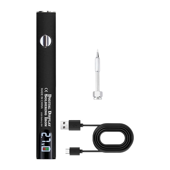 EHJRE Portable Cordless Soldering Iron Kit USB Household 510 Thread Premium Electric Soldering Pen Adjustable Voltages Black Set