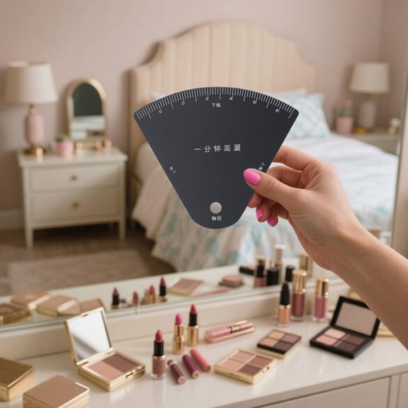 EHJRE Portable Eyebrow Stencil with Arch Guide, Reusable Accessory, Professional Black Pocket Size with Hanging Hole, Eyebrow Template