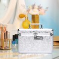 thumbnail image 1 of EHJRE Portable Makeup Bag with Mirror, Makeup Box Organizer with Tray, Waterproof Cosmetic Storage Box for Women Travel Accessories M Argent, 1 of 8