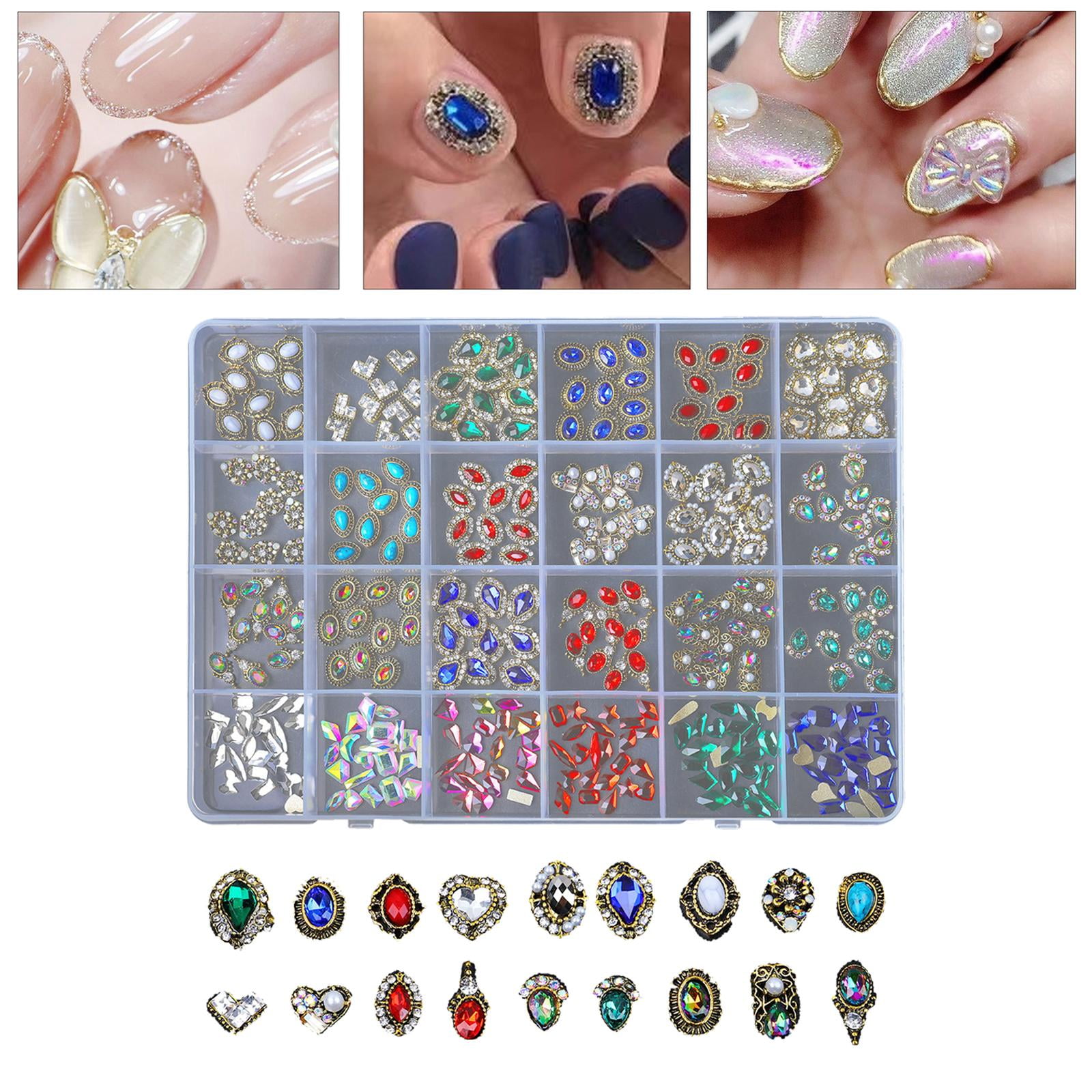 EHJRE Professional Nail Rhinestones Bulk Kit for Manicure Decoration, Nail Gems Nails Ornaments Stones Nail Crystals Supplies Accessories - SP03, 8.3x5.9x0.6inch Box