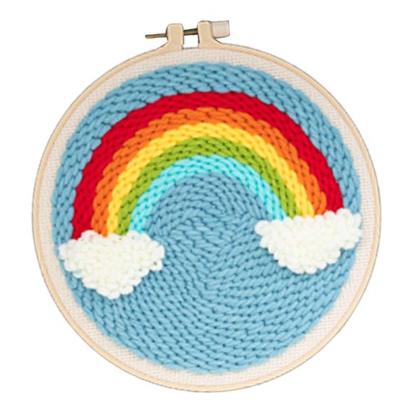 EHJRE Punch Embroidery Embroidery Kit, Rainbow Pattern Punch Starter kit, Beginners,