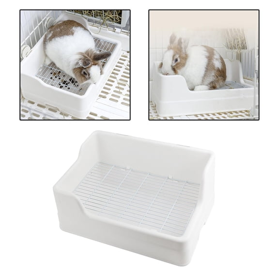 EHJRE Rabbit , Potty Trainer Easy to Clean Corner Tray Durable Portable Stable Pet Toilet for Chinchilla Puppy Rabbits Small Animal Rat , White