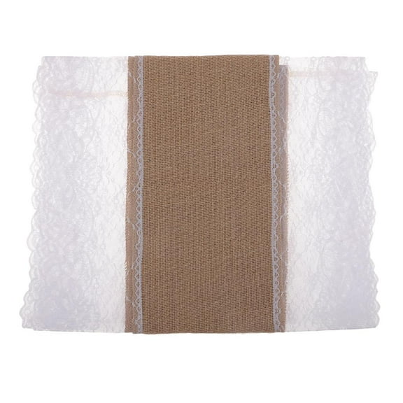 EHJRE Rectangle Burlap Lace Hessian Table Runner Tablecloth for Wedding Party XMAS