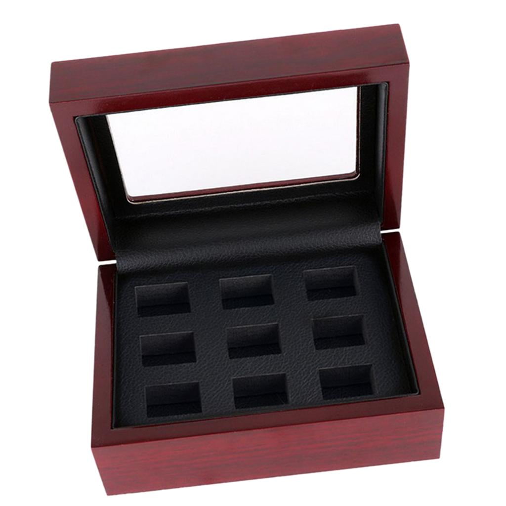 EHJRE Red Wooden Case Chip Small Thing Storage Box Championship Holder - 9 holes