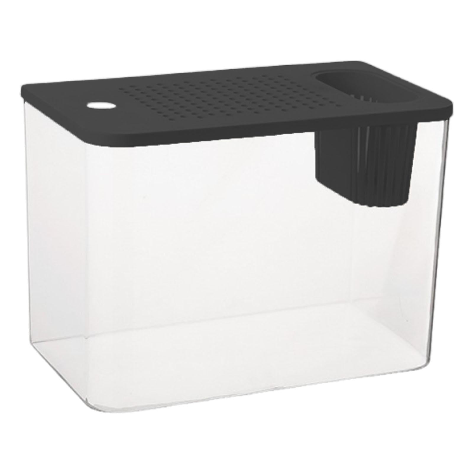 EHJRE Reptile Terrarium Tank Aquarium Clear Habitat Cage Transparent Feeding Box Sturdy Pp Build Suitable for Fish Keeping Reptile Caring Desktop Placement Black Lid