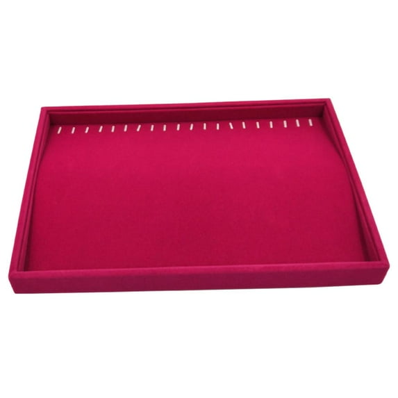 EHJRE Rose Pink Velvet Jewelry Display Organizer Box Tray Showcase Necklace Tray