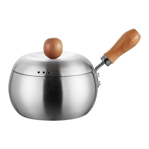 EHJRE Sauce Pan Butter Warmer Kitchen Stainless Steel with Wood Handle Multifunctional