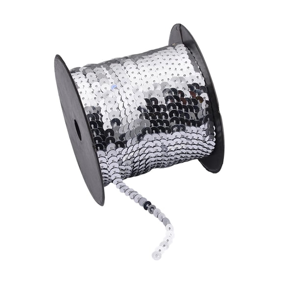 EHJRE Sequins Gimp Braid Trim Sturdy Sewing Clothes 6mm Width Crafts 98 Yard Length Home Party Decor Easy Use Ribbon Roll Accessory Silver