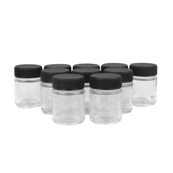 EHJRE Set of 10 Sample Clear Glass Bottles with Caps Jars Small Bottle, Multi