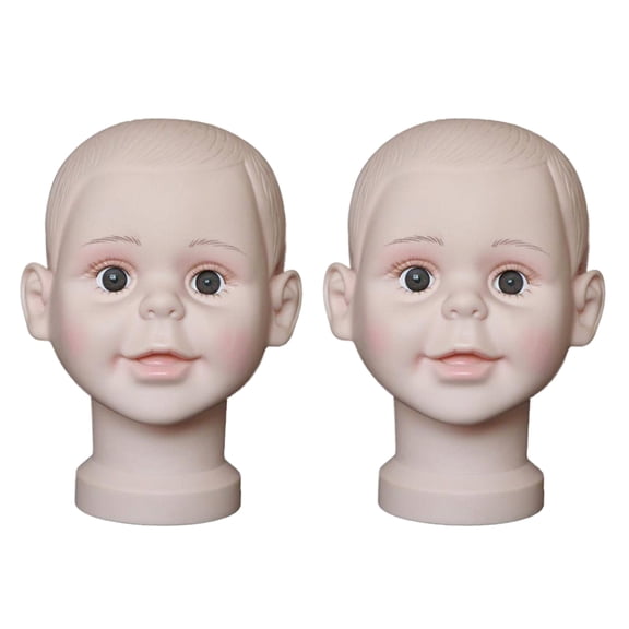 EHJRE Set of 2 Adorable Child Head Model For Wig Hat Glasses Display - Accessories for Shopping Mall Wig Hat