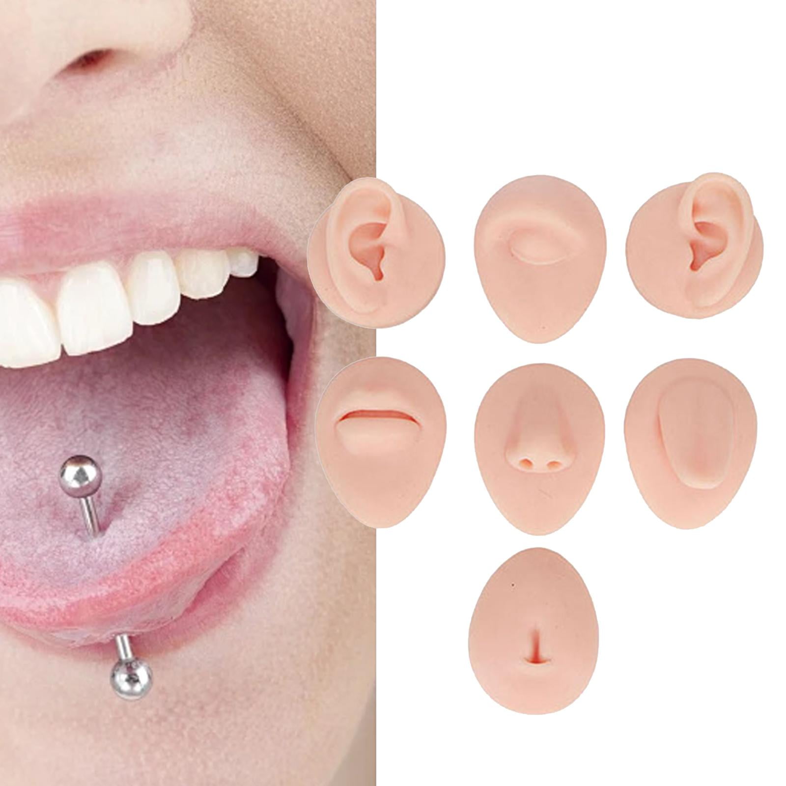 Modello di Corpo Penetrante in Silicone, Parti del Corpo in Silicone Morbido e Compatto, Riutilizzabile Elastico Insegnamento Morbido Silicone Orecchio Bocca Naso Lingua (Colore della pelle chiaro