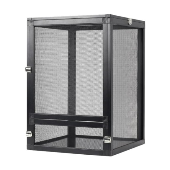 EHJRE Snake Alumuninum Screen Cage Reptile Terrarium Container Portable 360 degree Observation Case Chameleons Housing Crested Gecko Tank 23x23x33cm