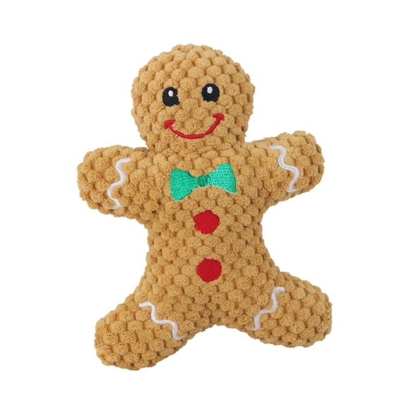 EHJRE Squeaky Toy Squeaker Play Presents Cats Dogs Soft Interactive Toy For Christmas Home Traveling Indoor Camping , Gingerbread Man