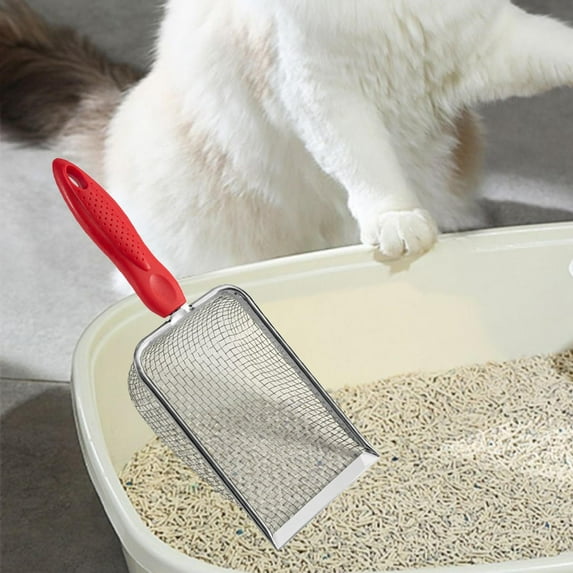 EHJRE Stainless Steel Cats Litter Scoops Metal Litter Scooper Kitty Litter Boxes Pet Cleaning Tools Durable Cat Sand Shovels for Kittens Mesh 3.8mmx3.8mm