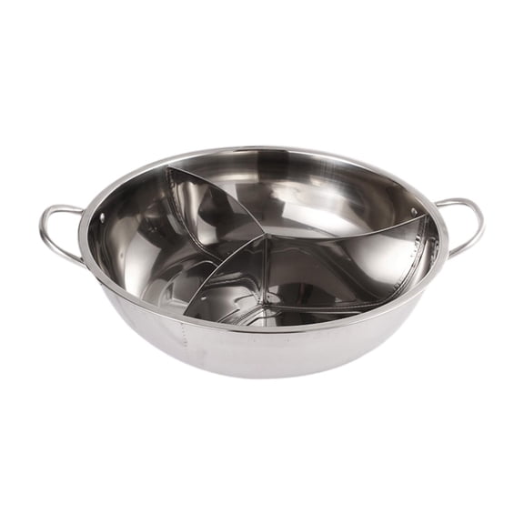 EHJRE Stainless Steel Divided Hot Pot Cooking Pot 3 Favor Easy to Clean Chinese Multifunctional for Home Camping Restaurant Kitchen 36cm