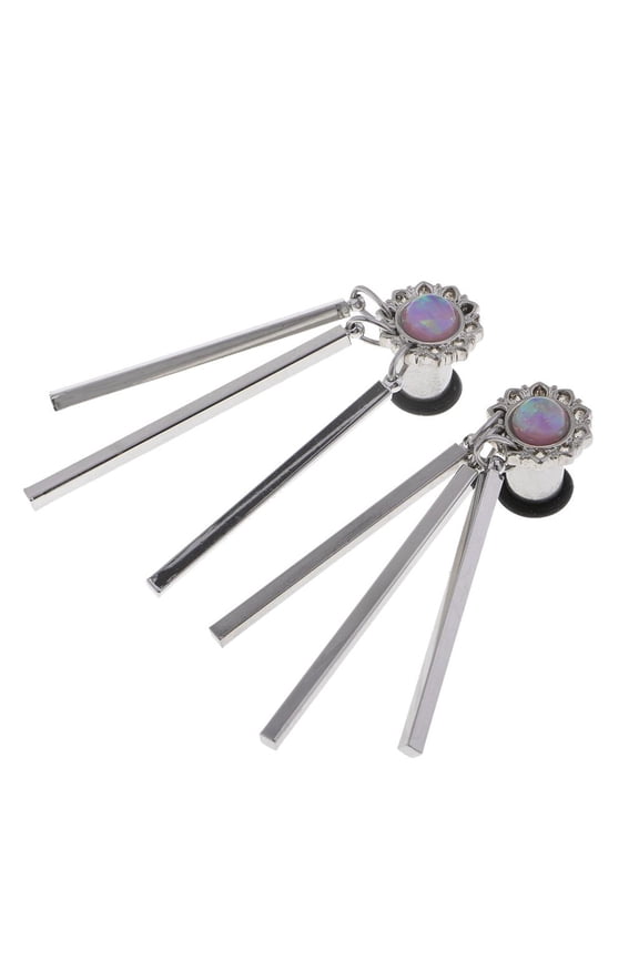 Stainless Steel Tassel Dangle Pendant Ear Tunnels Gauges Body Jewelry 6mm