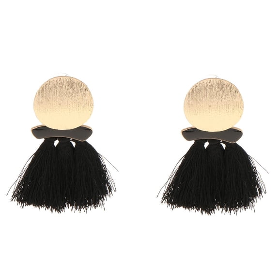 EHJRE Tassel Bohemian Earrings Ear Stud Ear Dangle Woolen Circle Statement Women Black