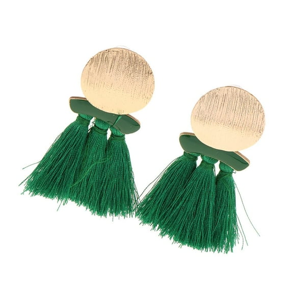 EHJRE Tassel Bohemian Earrings Ear Stud Ear Dangle Woolen Circle Statement Women Green