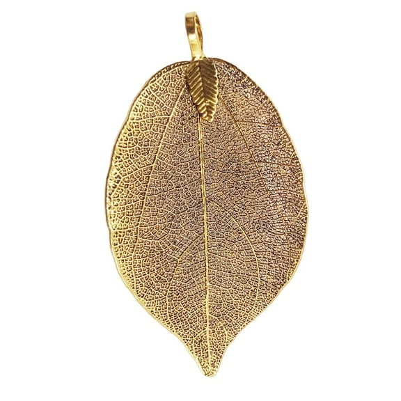 EHJRE Trendy Filigree Natural Leaf Pendants Long Chain for Necklace Pendants Gold